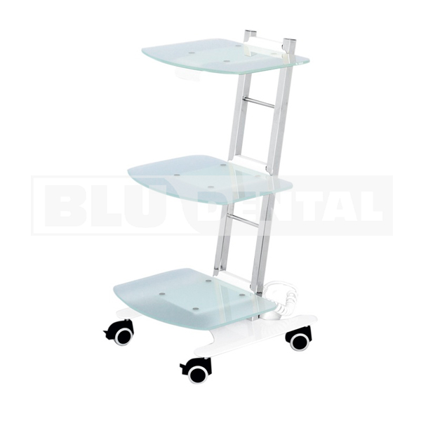 carrello_ripiani_vetro_intercambiabili Carrello da studio a 3 ripiani intercambiabili di vetro - immagine 1