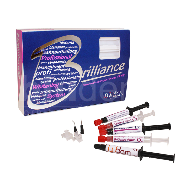 Brilliance-H2O2-Hydrogen-Peroxide_37.5%_sbiancamento_DW Brilliance Power H2O2 kit sbiancante 37,5% bicomponente Dental World - immagine 1