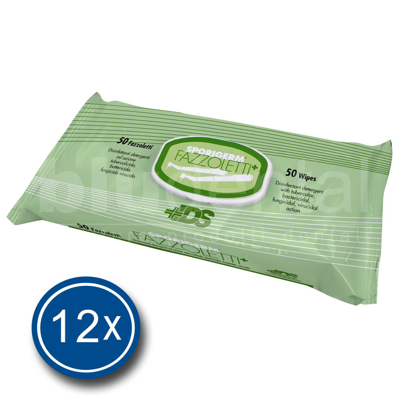 sporigerm_fazzoletti_IDS Sporigerm Fazzoletti+ salviette disinfettanti detergenti IDS 12x50pz - immagine 1