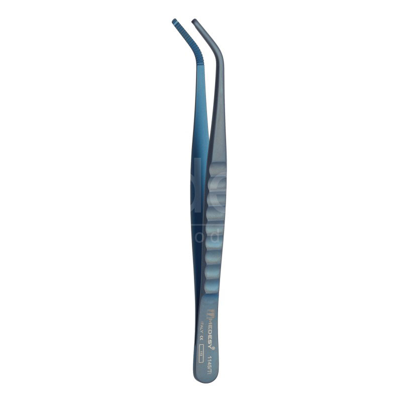 Medesy_1145_Ti Pinzetta curva in titanio per pins e abutments 150 mm Medesy 1145/Ti - immagine 1